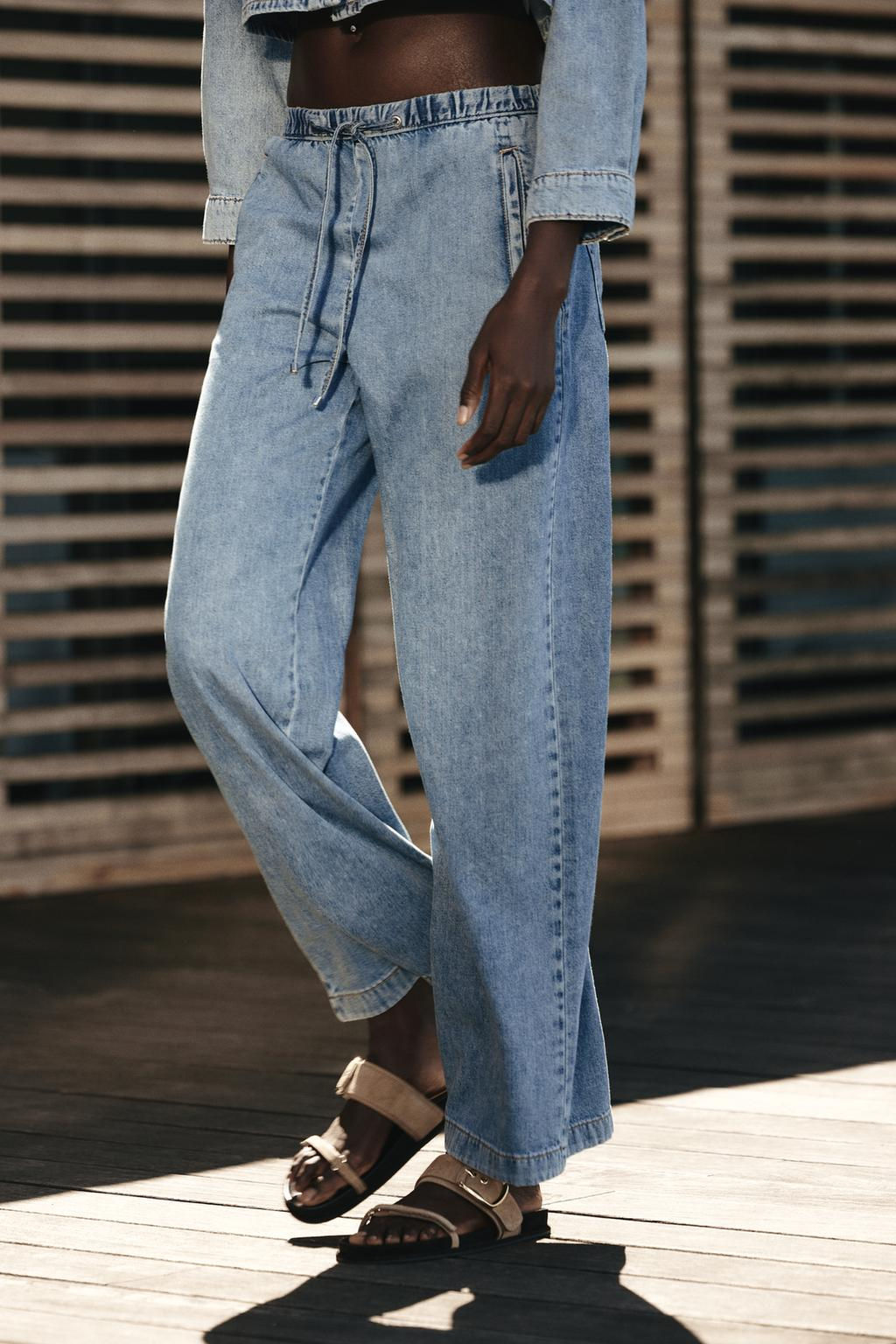 Z1975 MID-WAIST WIDE-LEG JOGGER JEANS - Zara фото 6