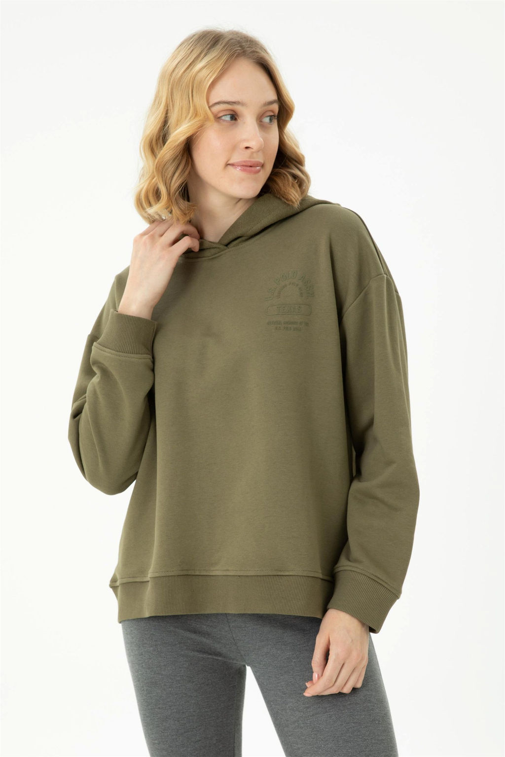 Женский свитшот цвета хаки - U.s. polo assn фото 3