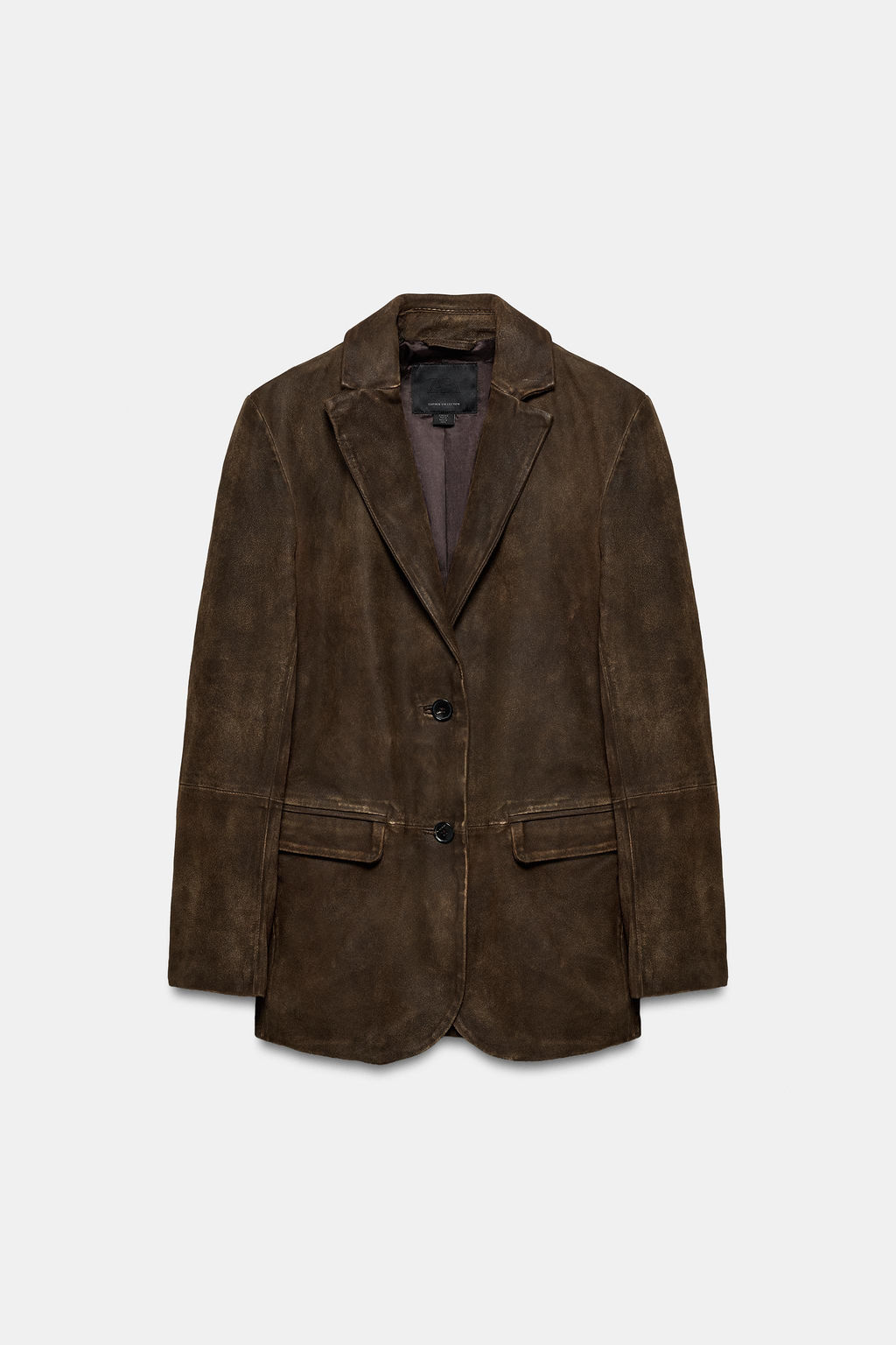 BLAZER PIEL ANTE 100% ZW COLLECTION LIMITED EDITION / Marr?n - Zara фото 3