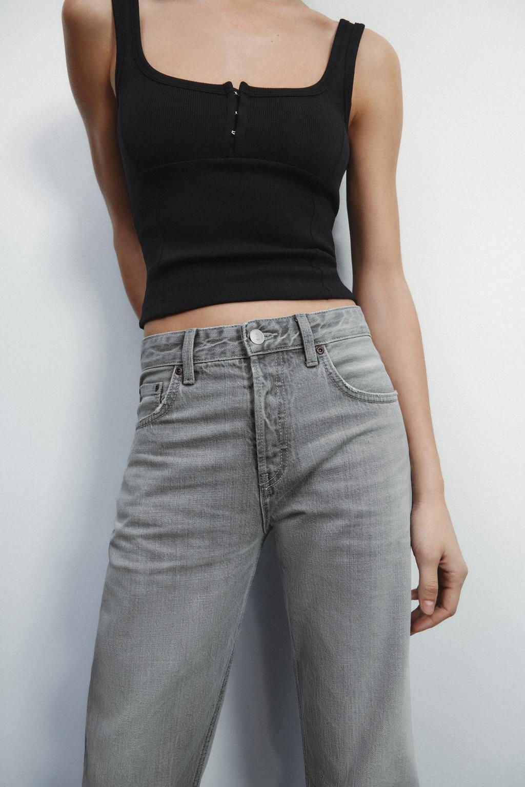 TRF STRAIGHT-LEG MID-RISE JEANS - Zara фото 8