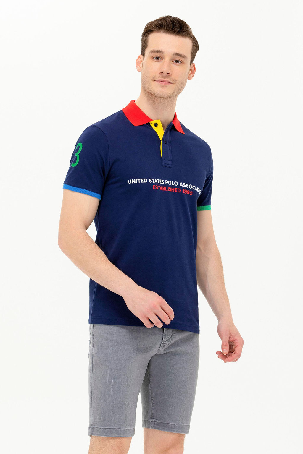 U. S. Polo Assn / Мужская темно-синяя футболка с воротником-поло - U.s. polo assn фото 3