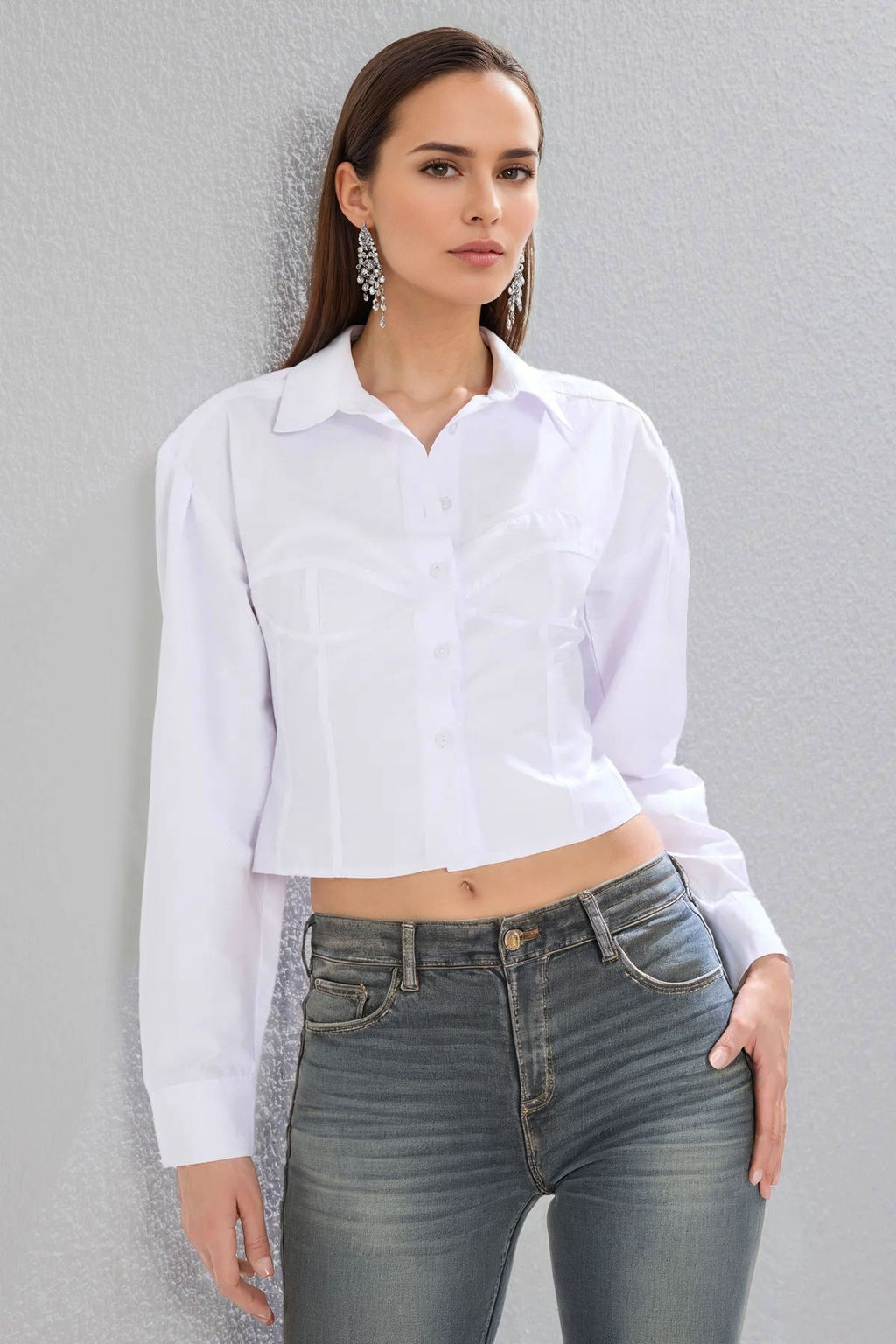 TRENDYOLMILLA Beyaz Dikis Detayl? Poplin Dokuma Gomlek TPRSS25GO00000
