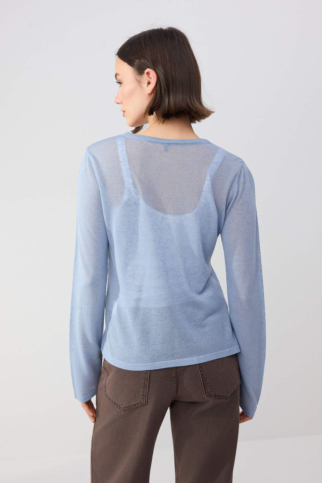 Wardrobe Essentials Mavi Bisiklet Yaka Ince Triko H?rka TWOSS26HI00009