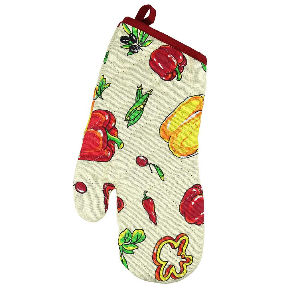 Кухонный комплект Перцы: прихватка-варежка 15х30см + прихватка 20х25см форма Капелька, рогожка 171г/м2, хлопок 100%, наполнитель - ватин 280г/м2, на пластмассовом подвесе, Домашняя мода (Россия)  фото 2
