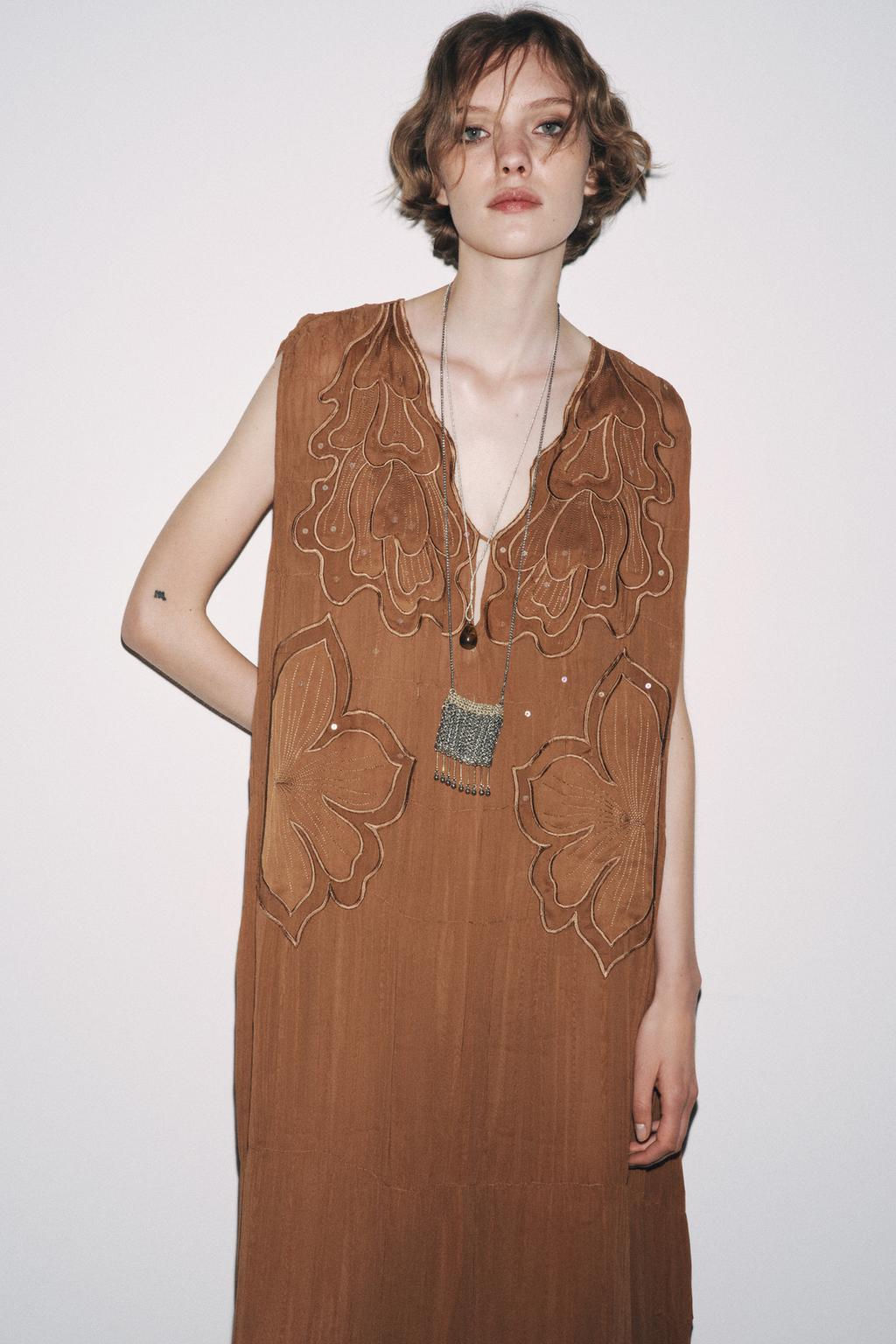 ZW COLLECTION GATHERED EMBROIDERED DRESS - Zara фото 2