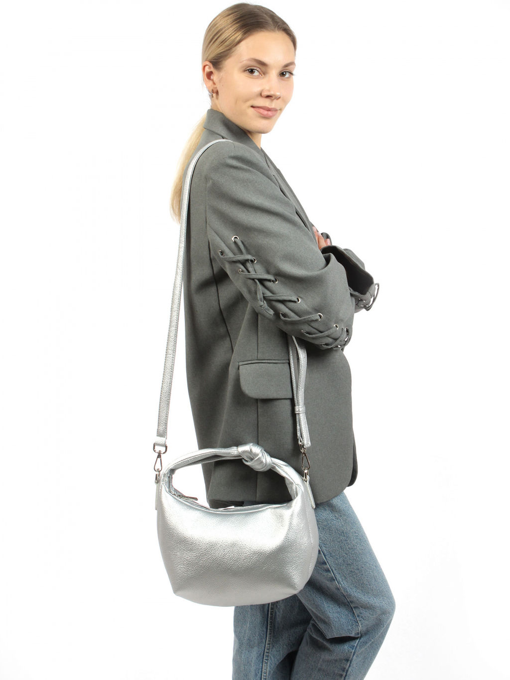 LACCOMA сумка Офелия-Y2005-серебристый эко кожа хлопок фото 8