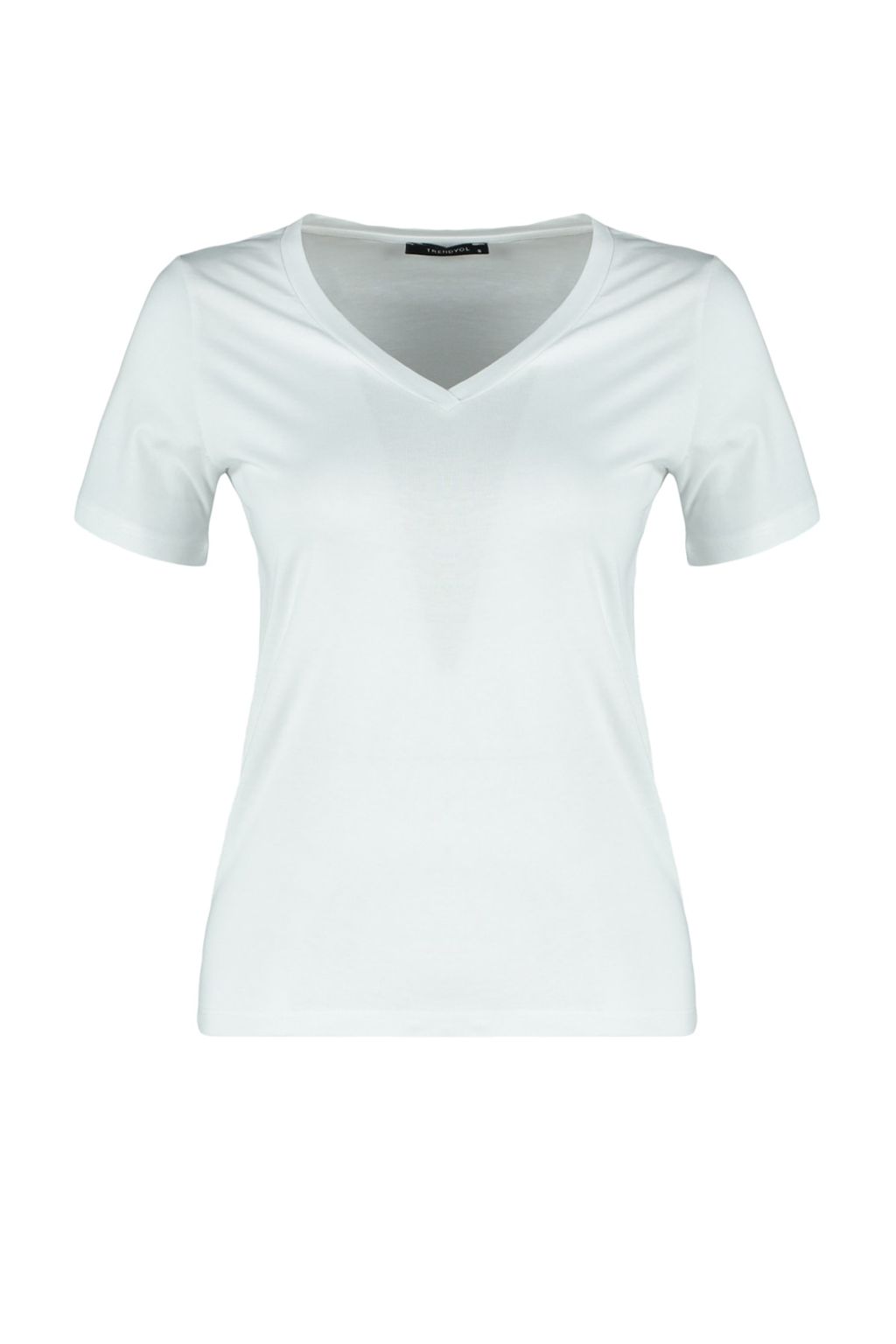Beyaz %100 Pamuk Basic V Yaka Orme T-Shirt TWOSS23TS00001