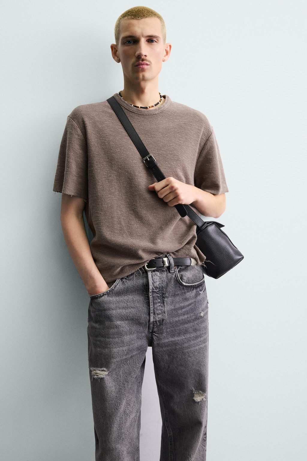 CAMISETA PUNTO LAVADA / Marr?n