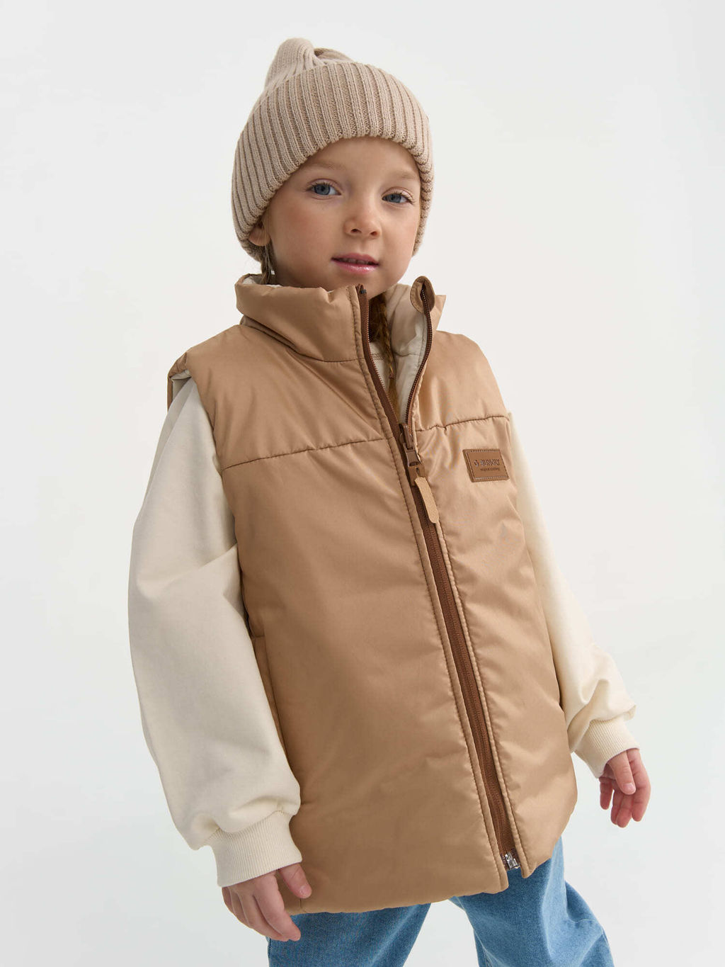 Жилет стеганый на молнии двухсторонний Беж - Bungly фото 8