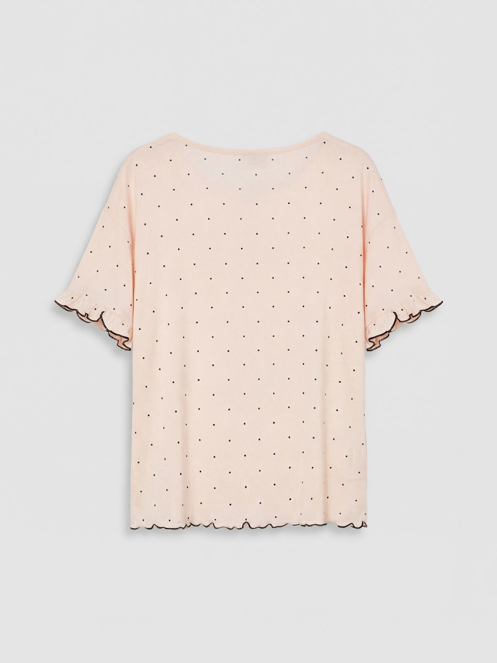 Bisiklet Yaka Puantiyeli Kad?n ?ortlu Pijama Tak?m?