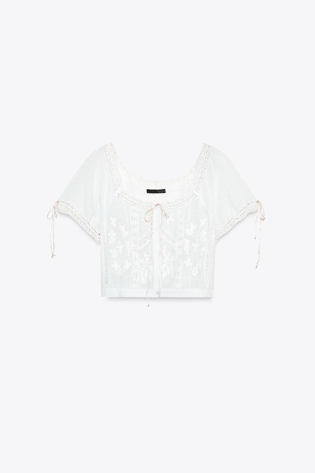 EMBROIDERED CHIFFON CROP TOP - Zara фото 3