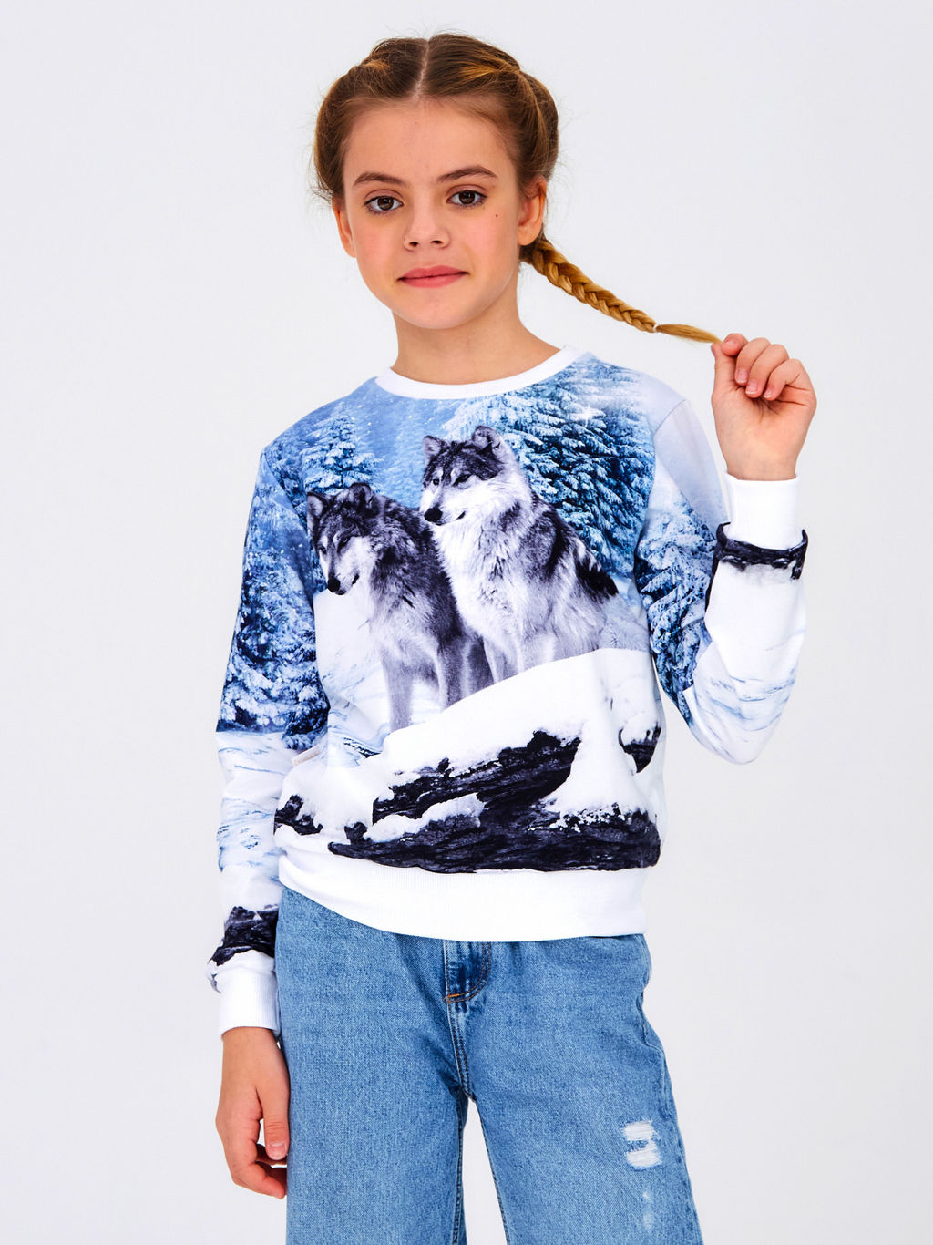 Свитшот "Сибирские Волки",белый