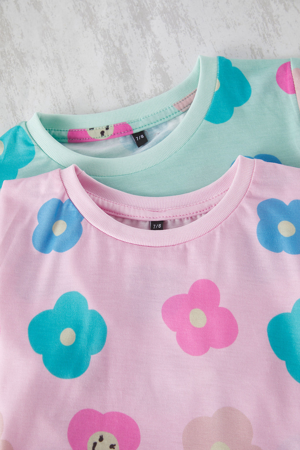 Pembe-Mint 4lu K?z Cocuk Cicek Desenli K?sa Kol T-Shirt-Sort Pijama Tak?m? TKDSS25PT00020 - Trendyolmilla фото 2