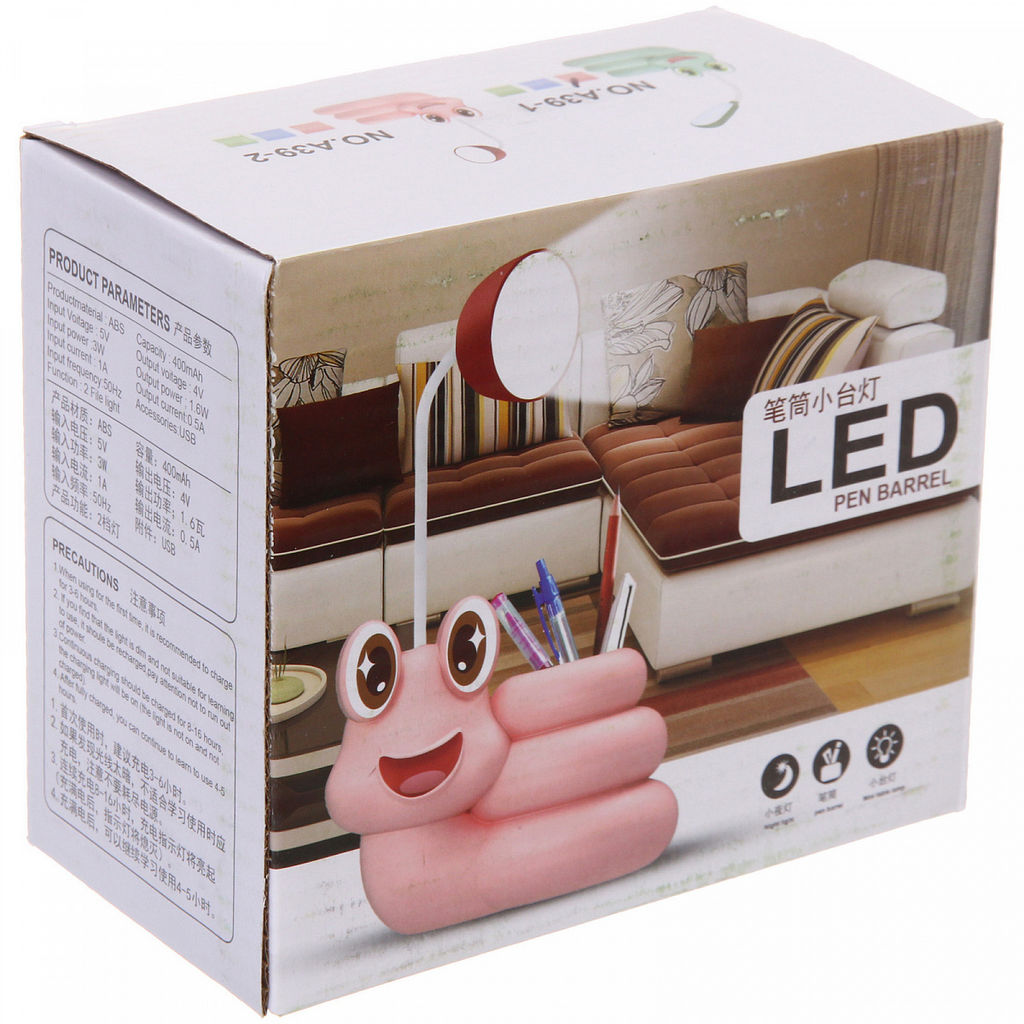 Цена за 2 шт. Настольная лампа "Sweet - Улиточка" 30*12*7 см LED с подстаканником, USB 0.6-3W, Розовый