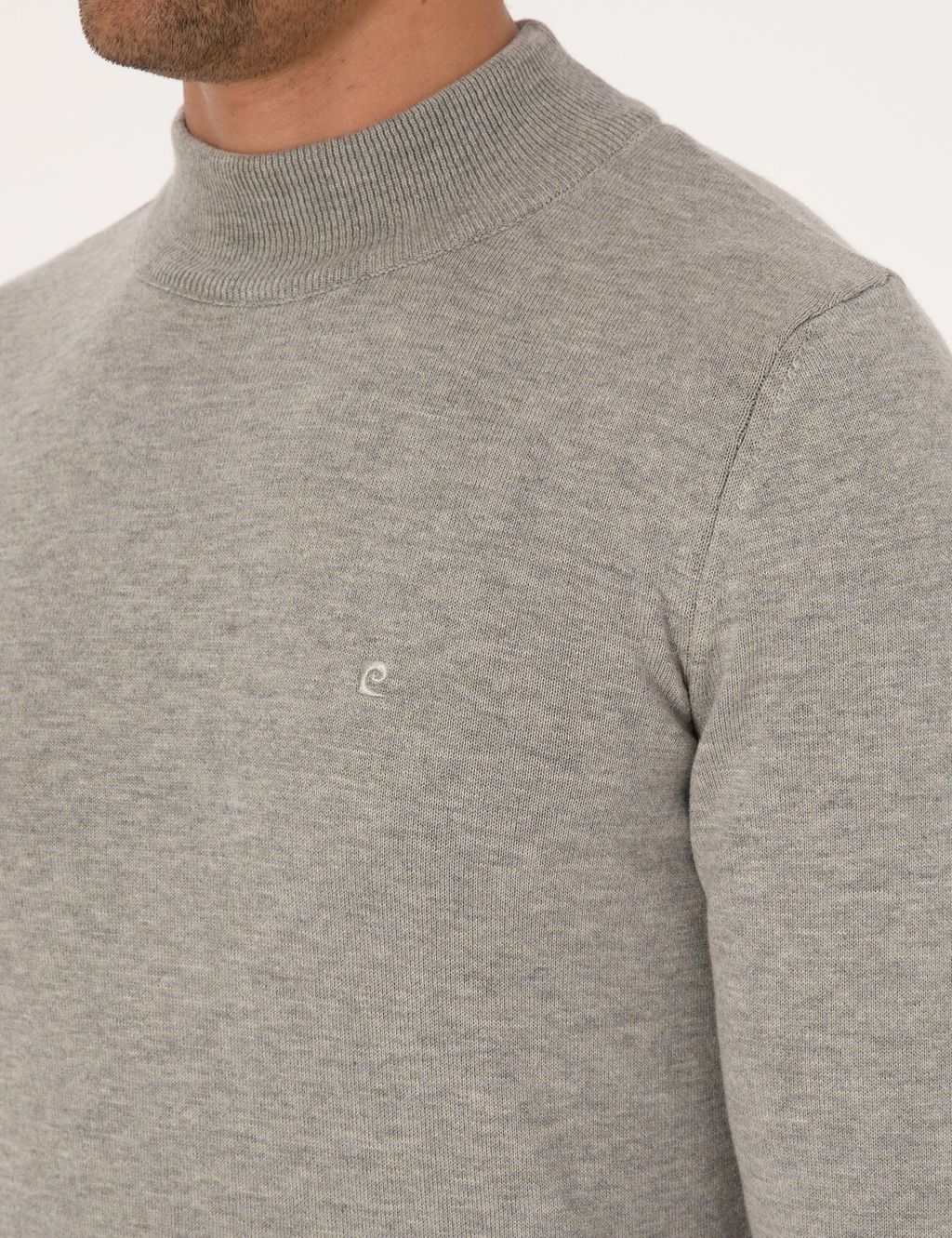 A__k Gri Melanj Slim Fit Yar_m Bal_k__ Yaka Basic Triko Kazak - Pierre cardin фото 7