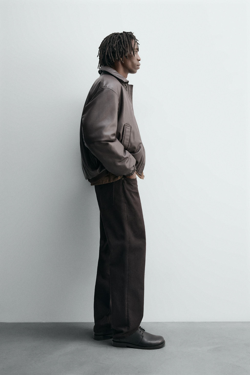 RELAXED FIT LEATHER EFFECT JACKET - Zara фото 3