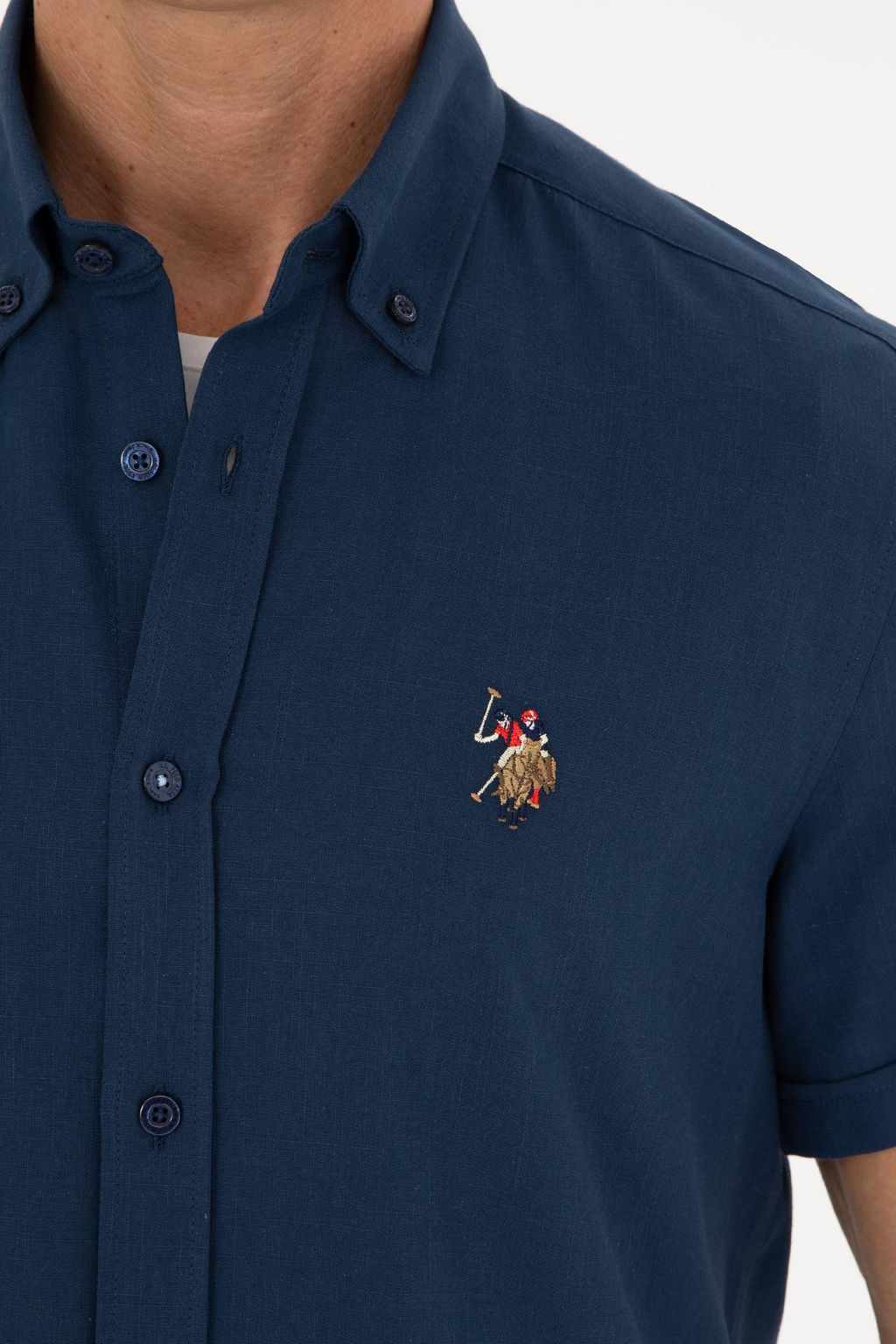 U. S. Polo Assn / Мужская темно-синяя рубашка с коротким рукавом - U.s. polo assn фото 13