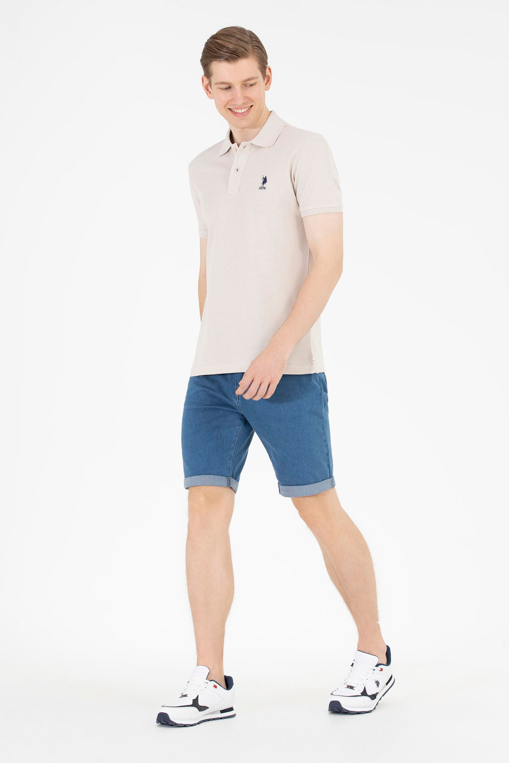 U. S. Polo Assn Мужская базовая футболка с воротником-поло Stone - U.s. polo assn фото 5