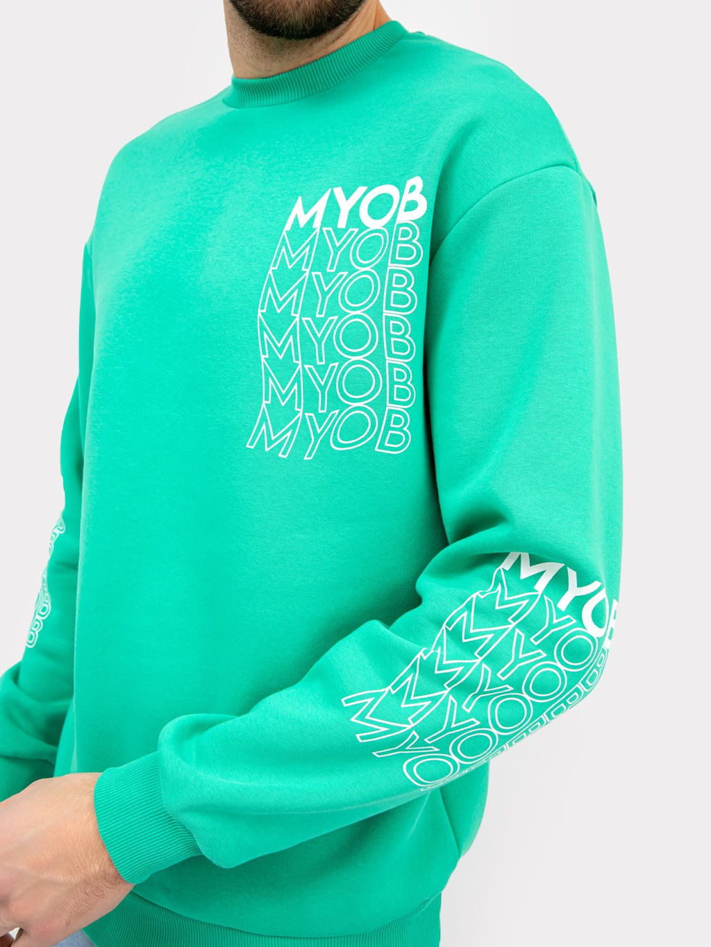 Теплый прямой джемпер бирюзового цвета с текстовым принтом бирюза +печать 121801