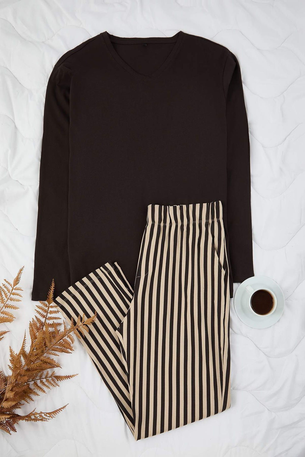 Antrasit Regular Cizgili Orme Buyuk Beden Pijama Tak?m? TMNAW26AI00002
