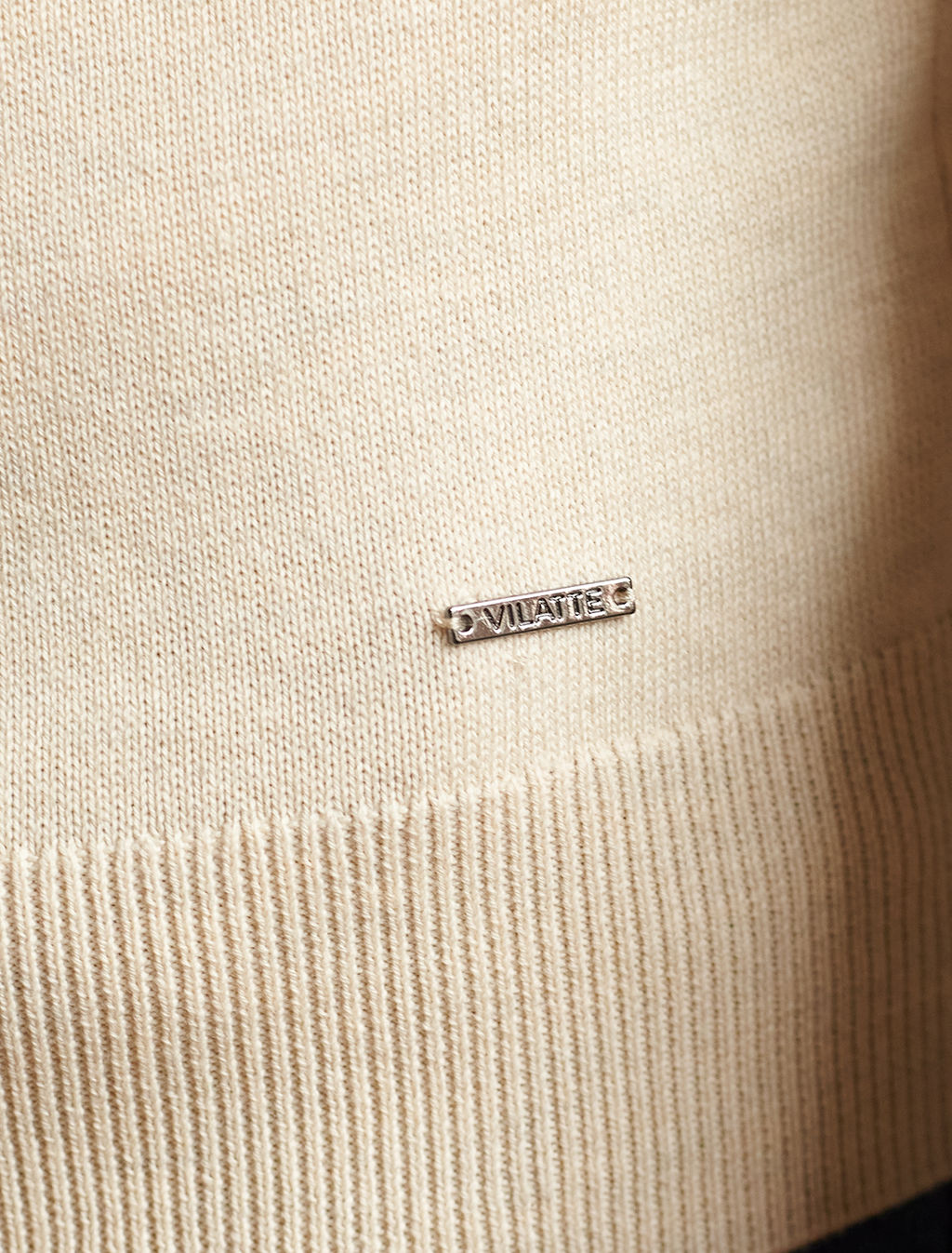 Джемпер Vilatte из хлопка с нейлоном бежевый меланж  фото 2