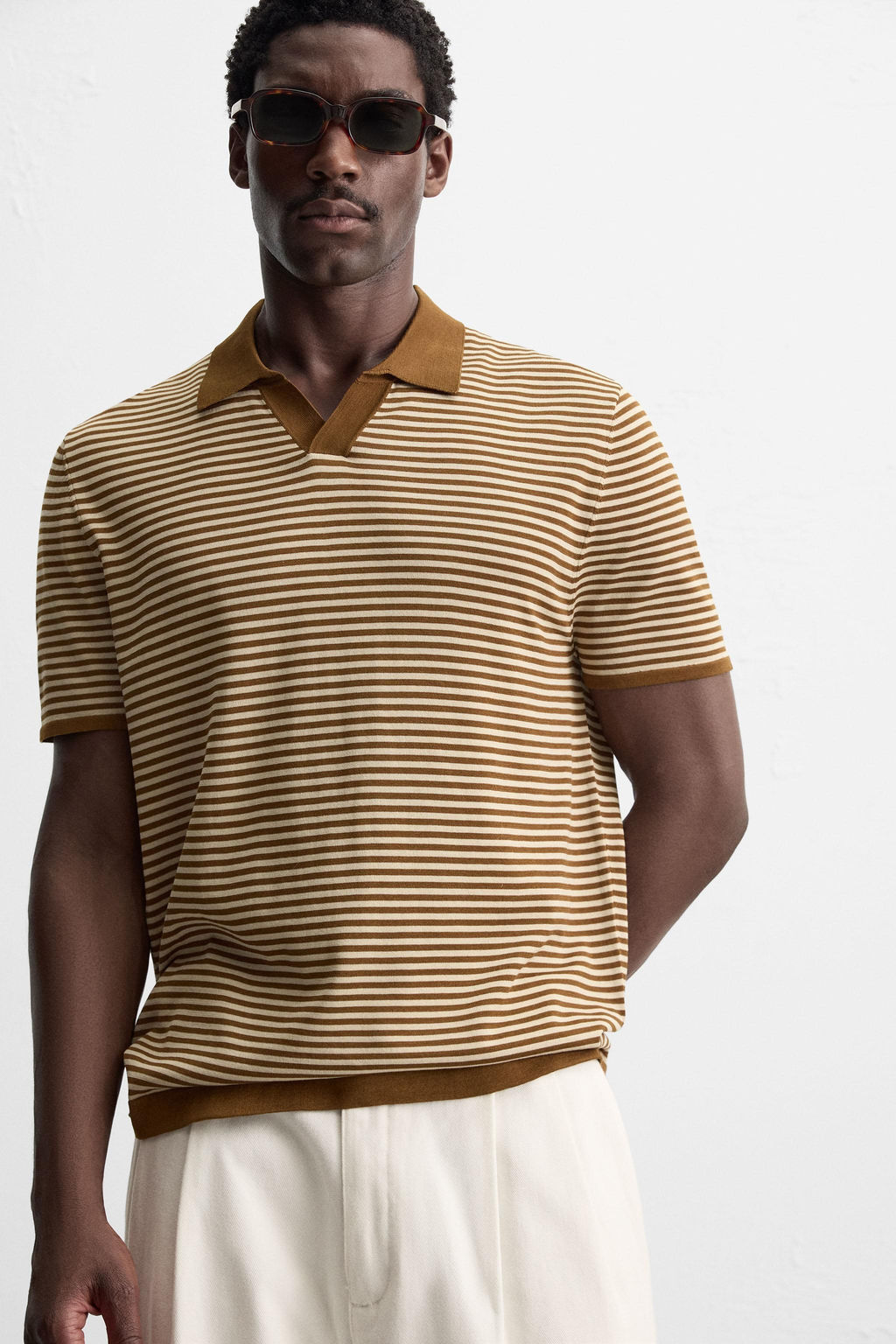 STRIPED KNIT POLO SHIRT - Zara фото 5