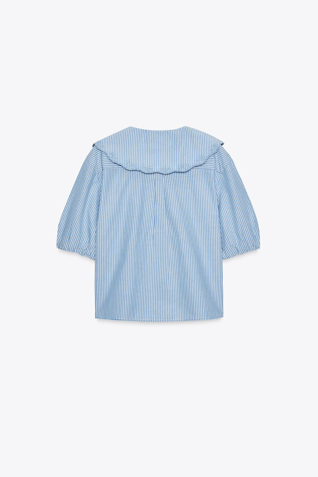 STRIPED EMBROIDERED PETER PAN COLLAR SHIRT - Zara фото 7