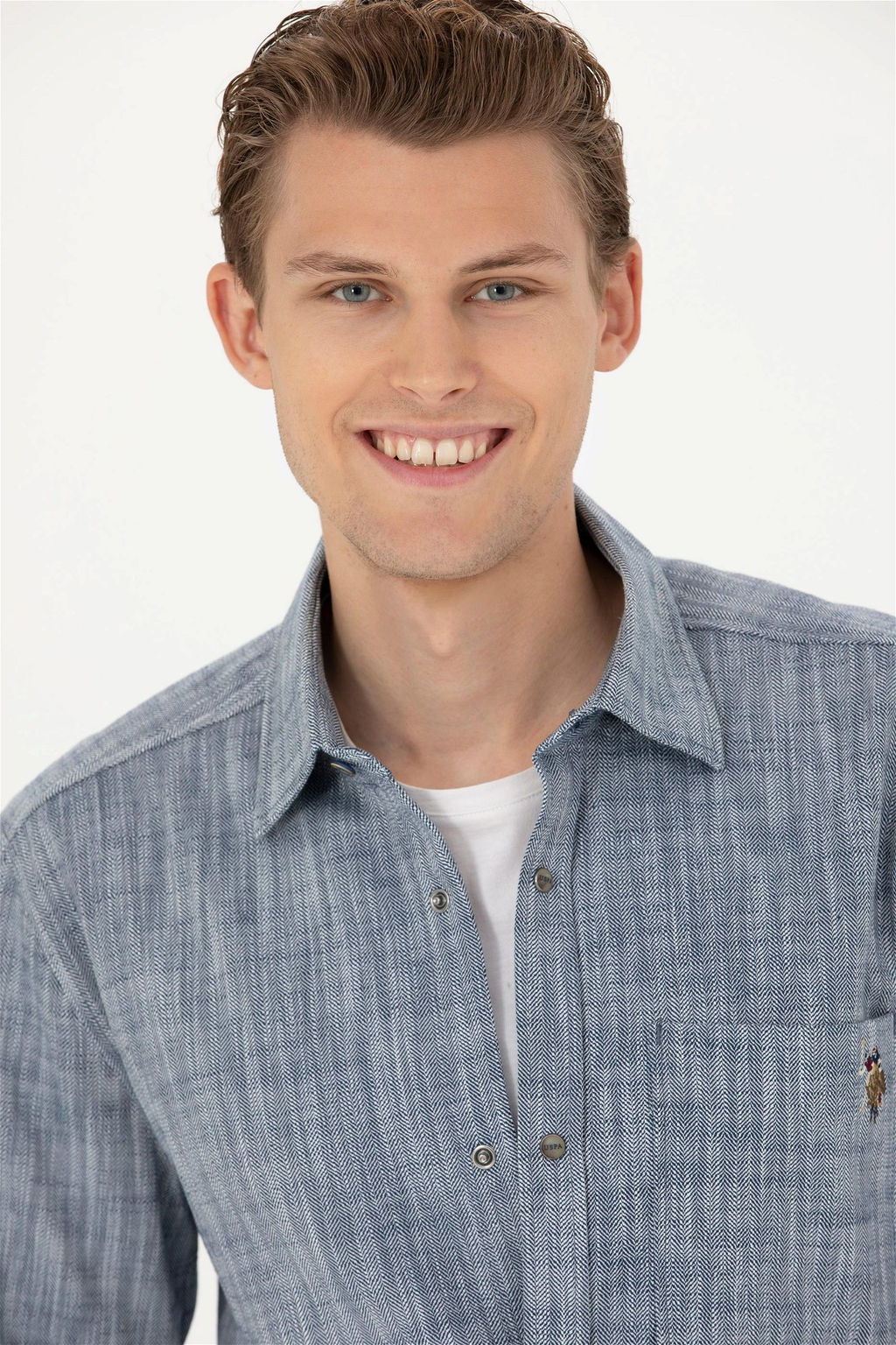 Мужская темно-синяя рубашка с длинным рукавом - U.s. polo assn фото 9