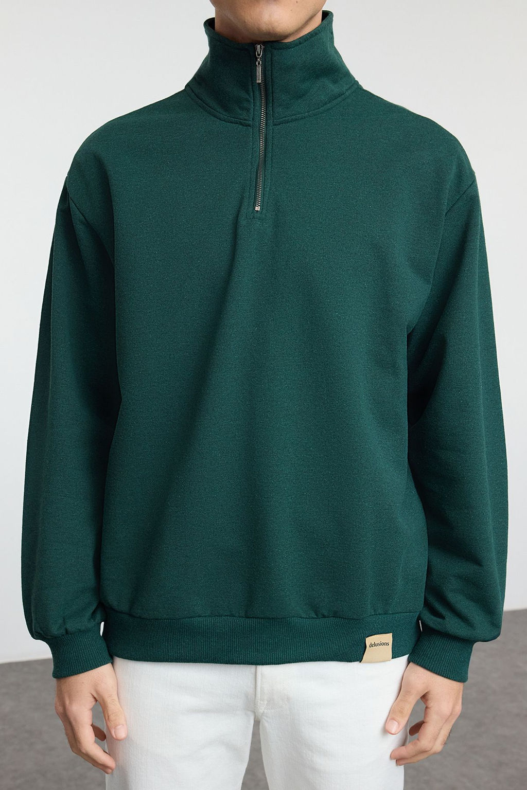 TRENDYOL MAN Lacivert Oversize/Genis Kesim Dik Yaka Fermuarl? Etiketli Ici Polarl? Sweatshirt TMNAW25SW00168 - Trendyolmilla фото 13