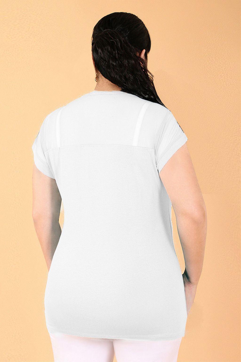 Футболка длинная женская для полных - Almond фото 2