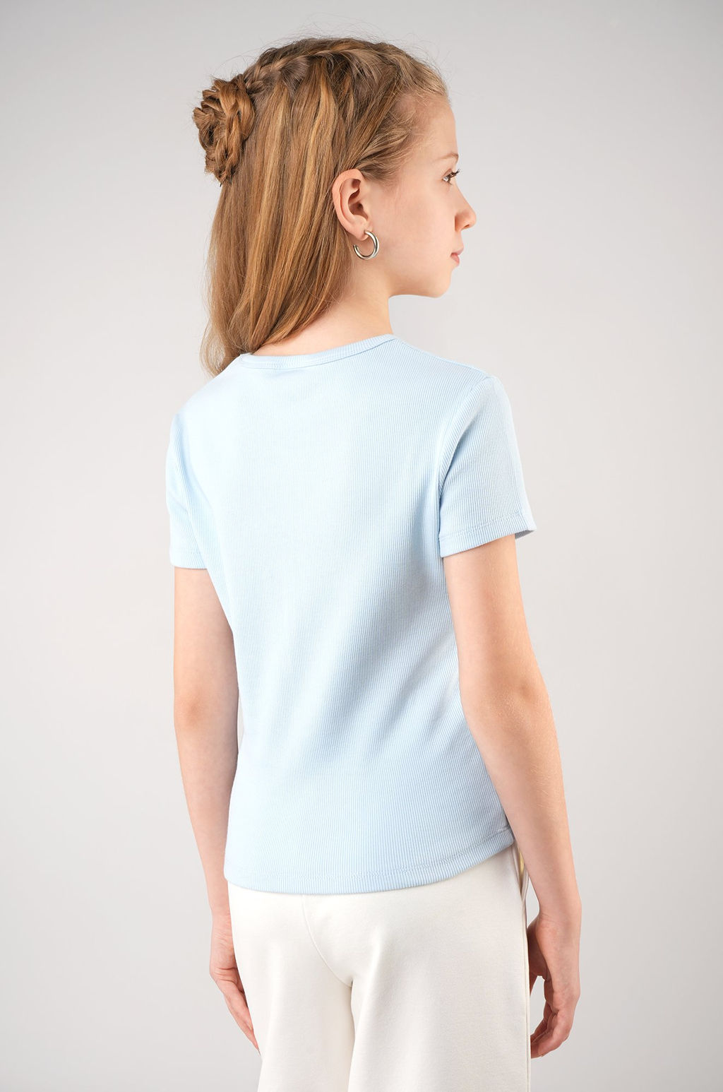 Футболка для девочки в рубчик из рибаны Happyfox  фото 29