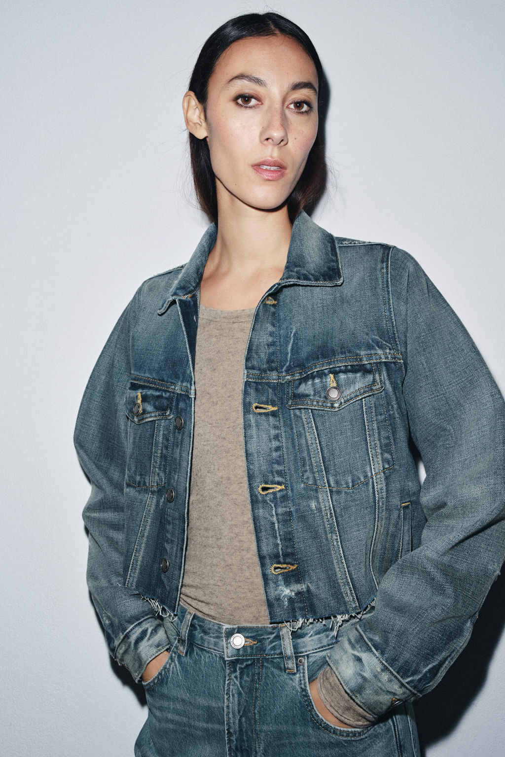 ZW COLLECTION CROPPED DENIM JACKET - Zara фото 3