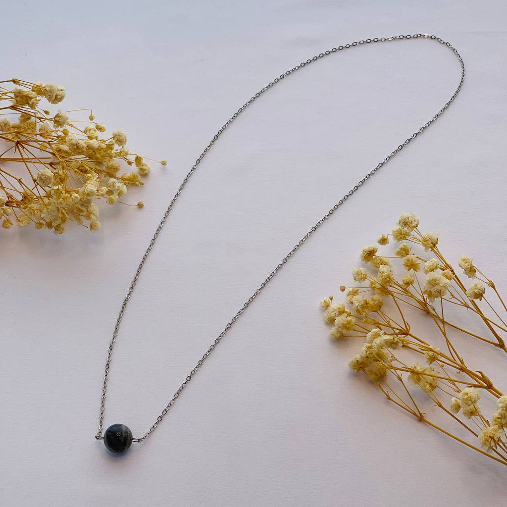 Кулон на цепочке из Лабрадора 38 см +