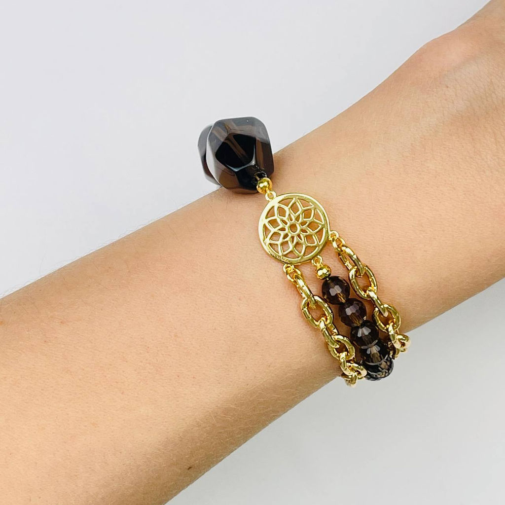 Браслет из Раухтопаза с цепочкой - Радуга самоцветов фото 2