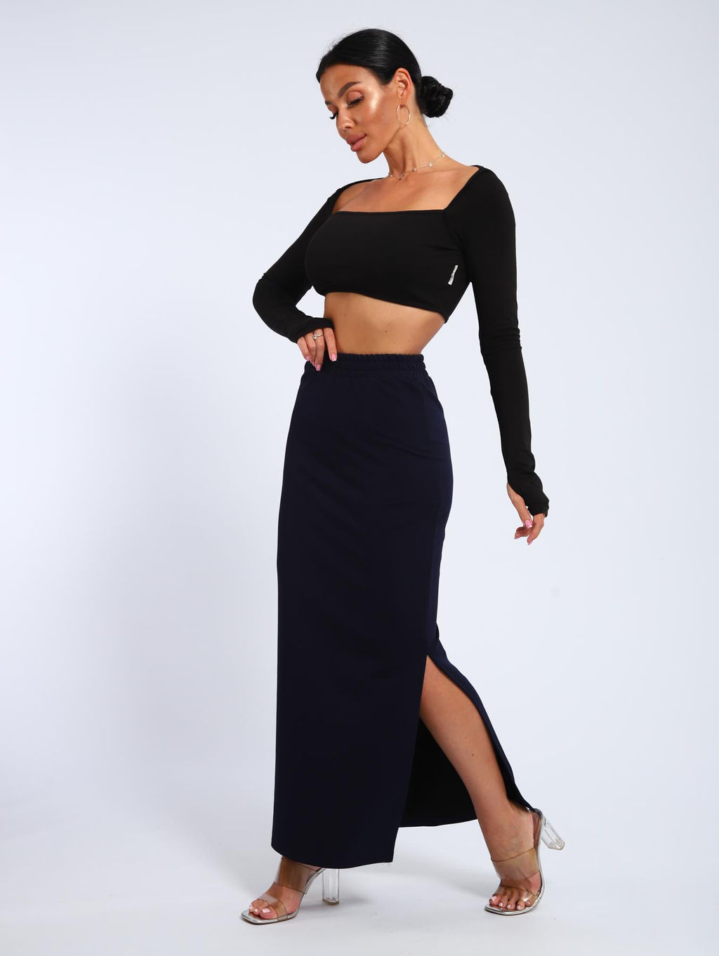 Юбка, футер (01056, черный макси) - Плиона фото 2