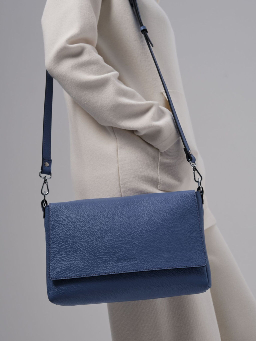 Сумка кожаная на плечо Deboro 30181 сиреневый закат