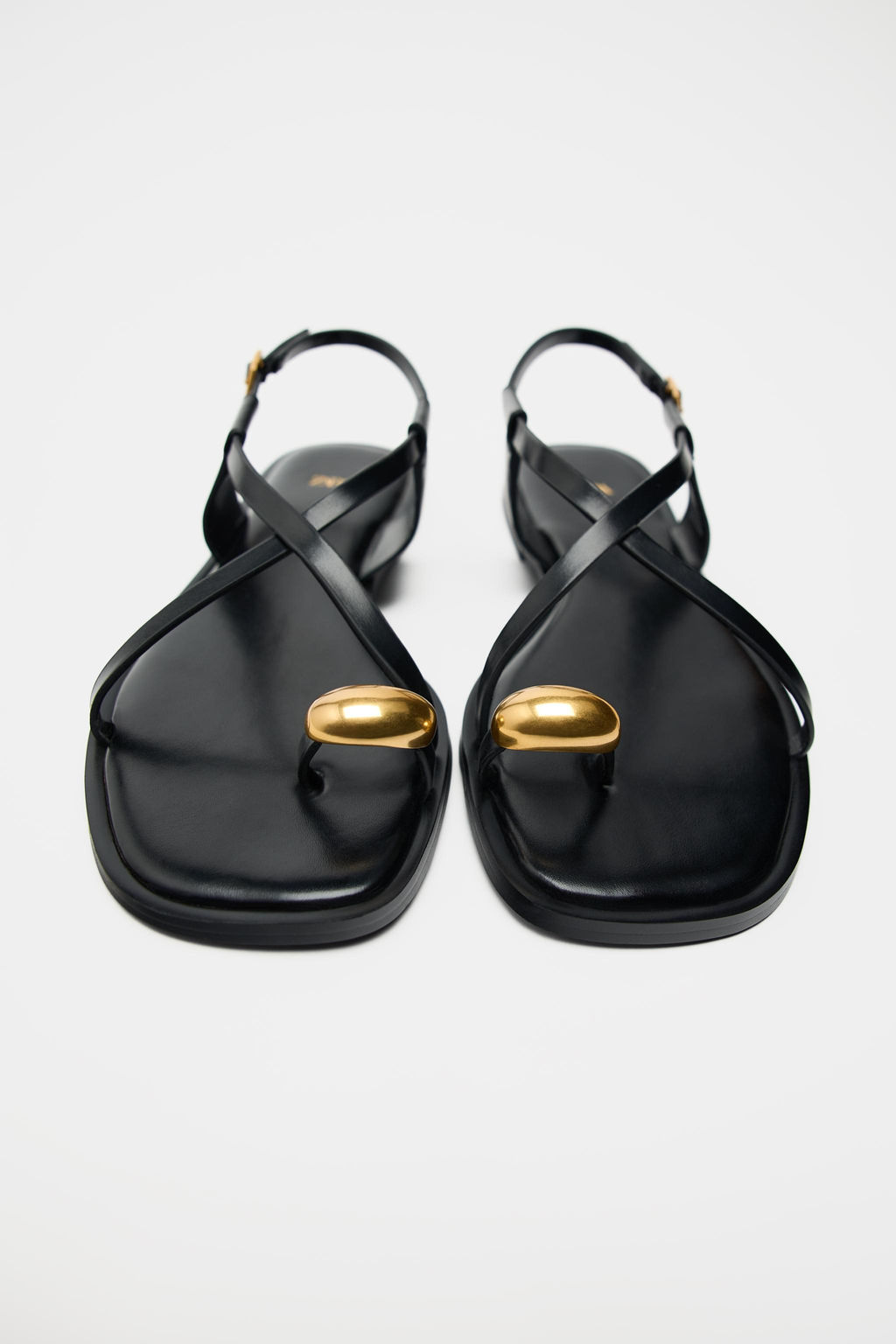 STRAPPY FLAT SLIDER SANDALS WITH METAL EMBELLISHMENT - Zara фото 11