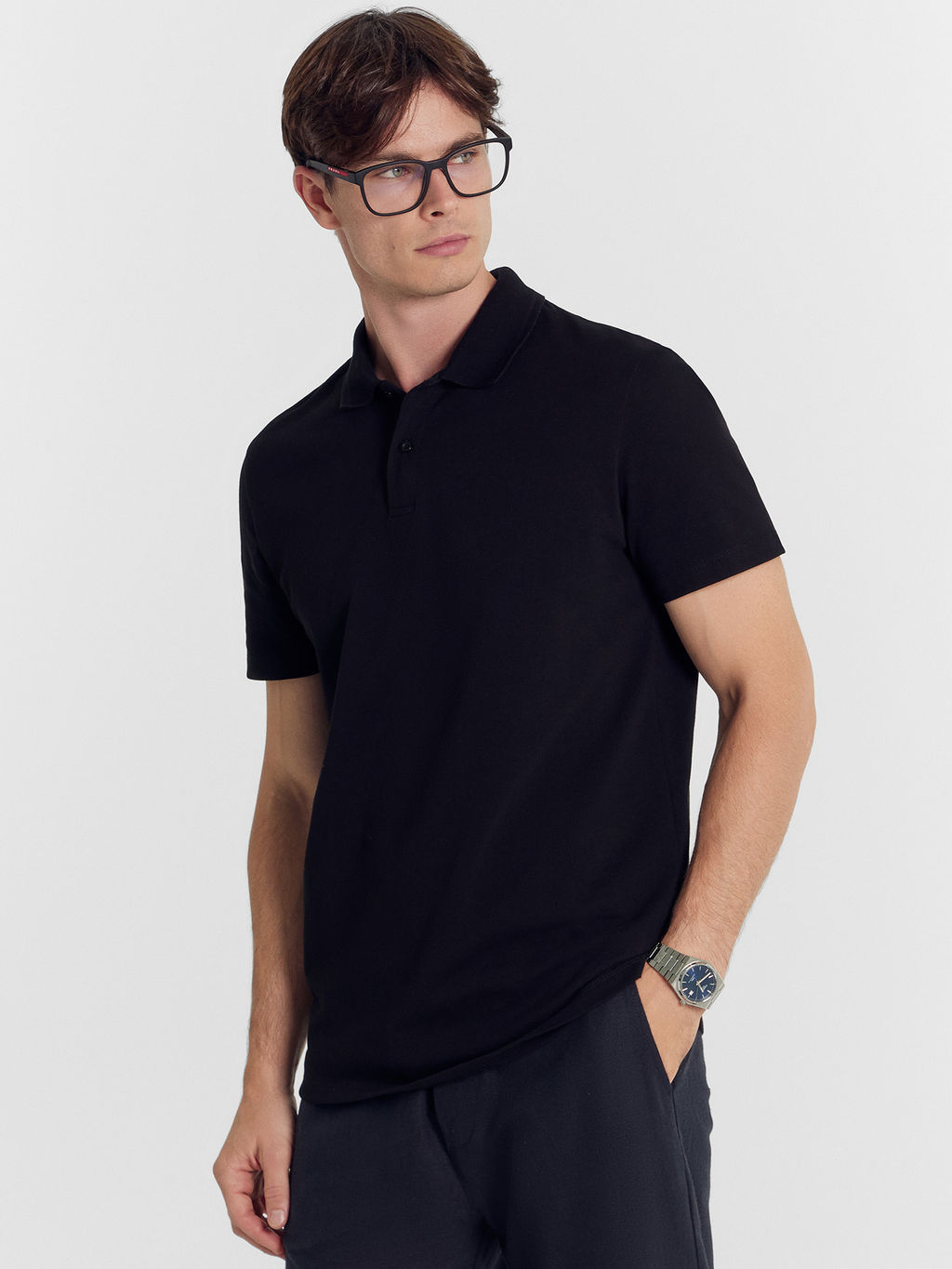 Поло мужское в черном цвете черный 111834/1