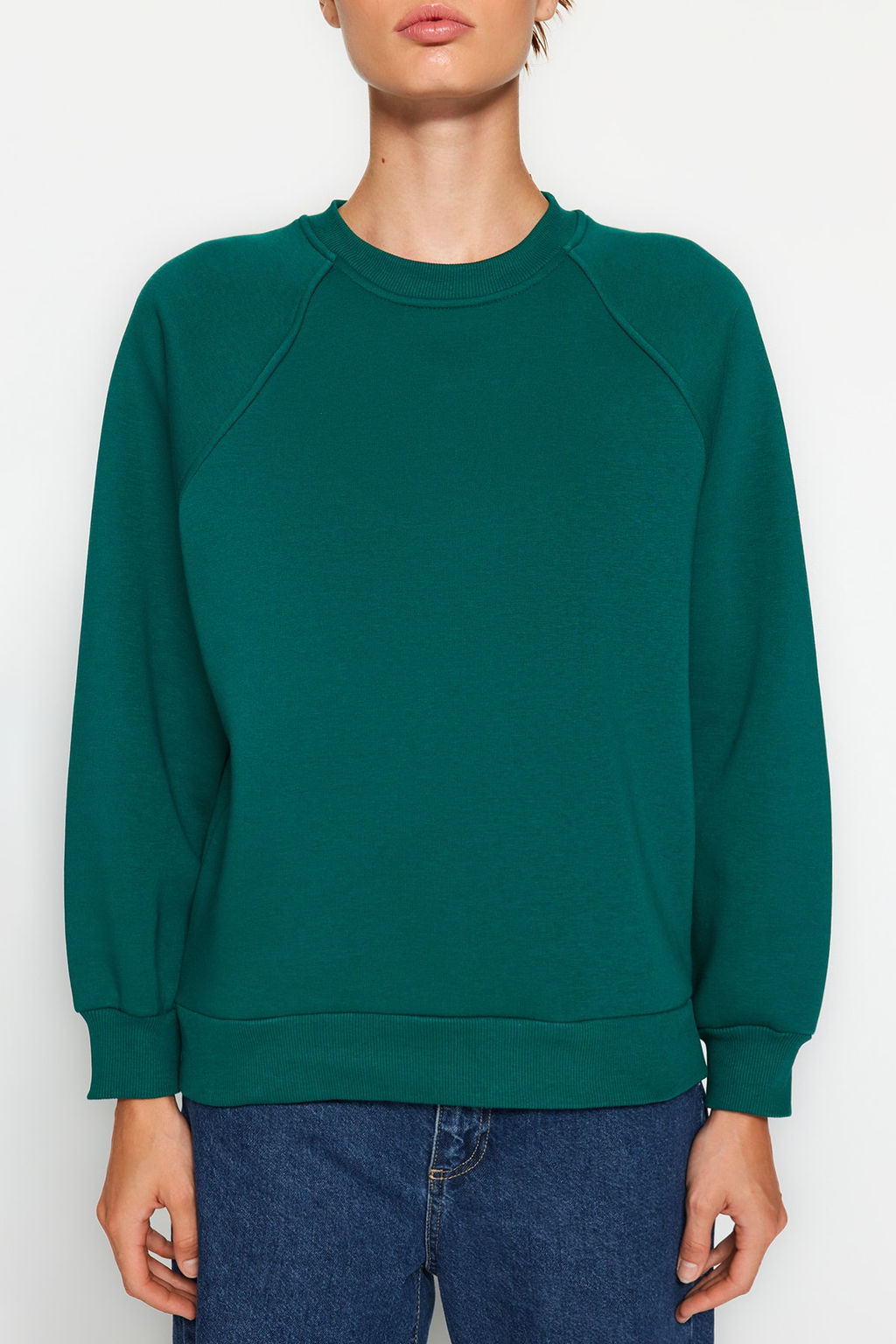 TRENDYOLMILLA Bordo Relaxed/Rahat Kal?p Basic Reglan Kol Bisiklet Yaka Orme Sweatshirt TWOAW24SW00104 фото 4