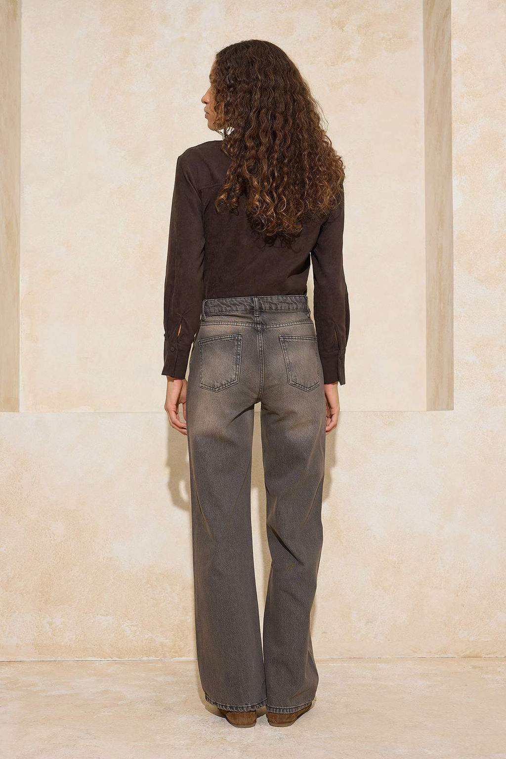 Antrasit Yuksek Bel Genis Paca Wide Leg Jeans TWOSS26JE00054 - Trendyolmilla фото 4