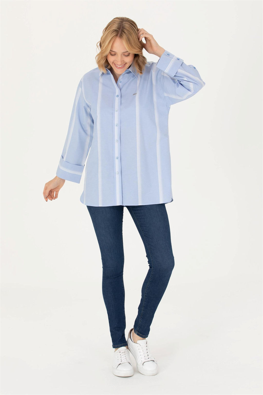 U. S. Polo Assn Женская синяя рубашка с длинным рукавом - U.s. polo assn фото 5