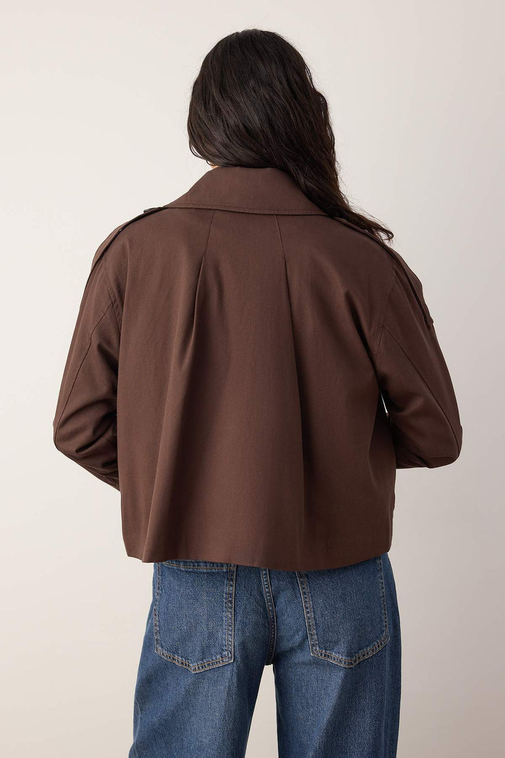 Bej Kruvaze Oversize K?sa Trenckot TWOAW26TR00020 - Trendyolmilla фото 15