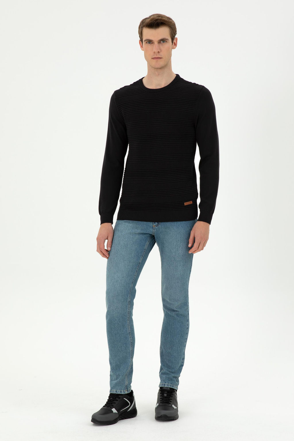 Erkek Slim Fit Bisiklet Yaka Siyah Kazak - U.s. polo assn фото 4