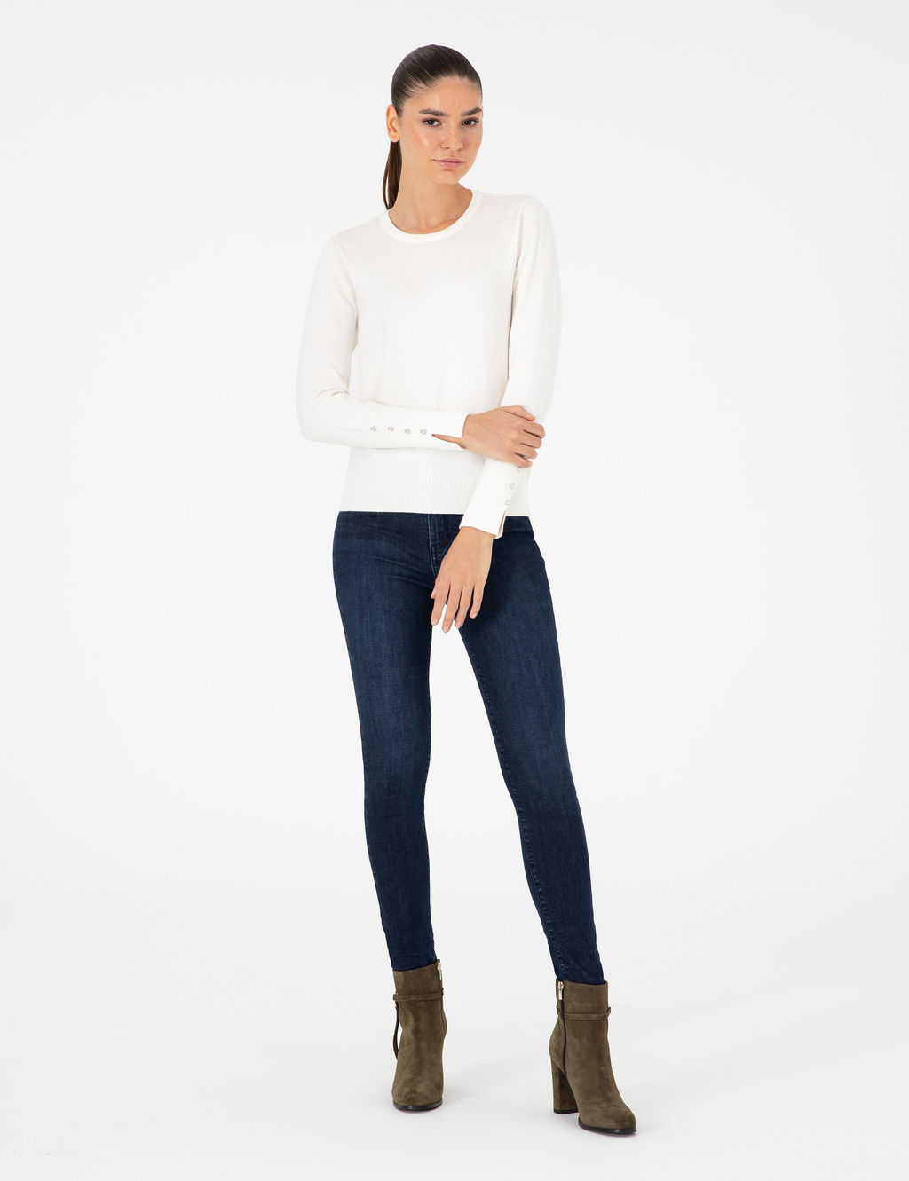 Бежевый свитер узкого кроя - Pierre cardin фото 4