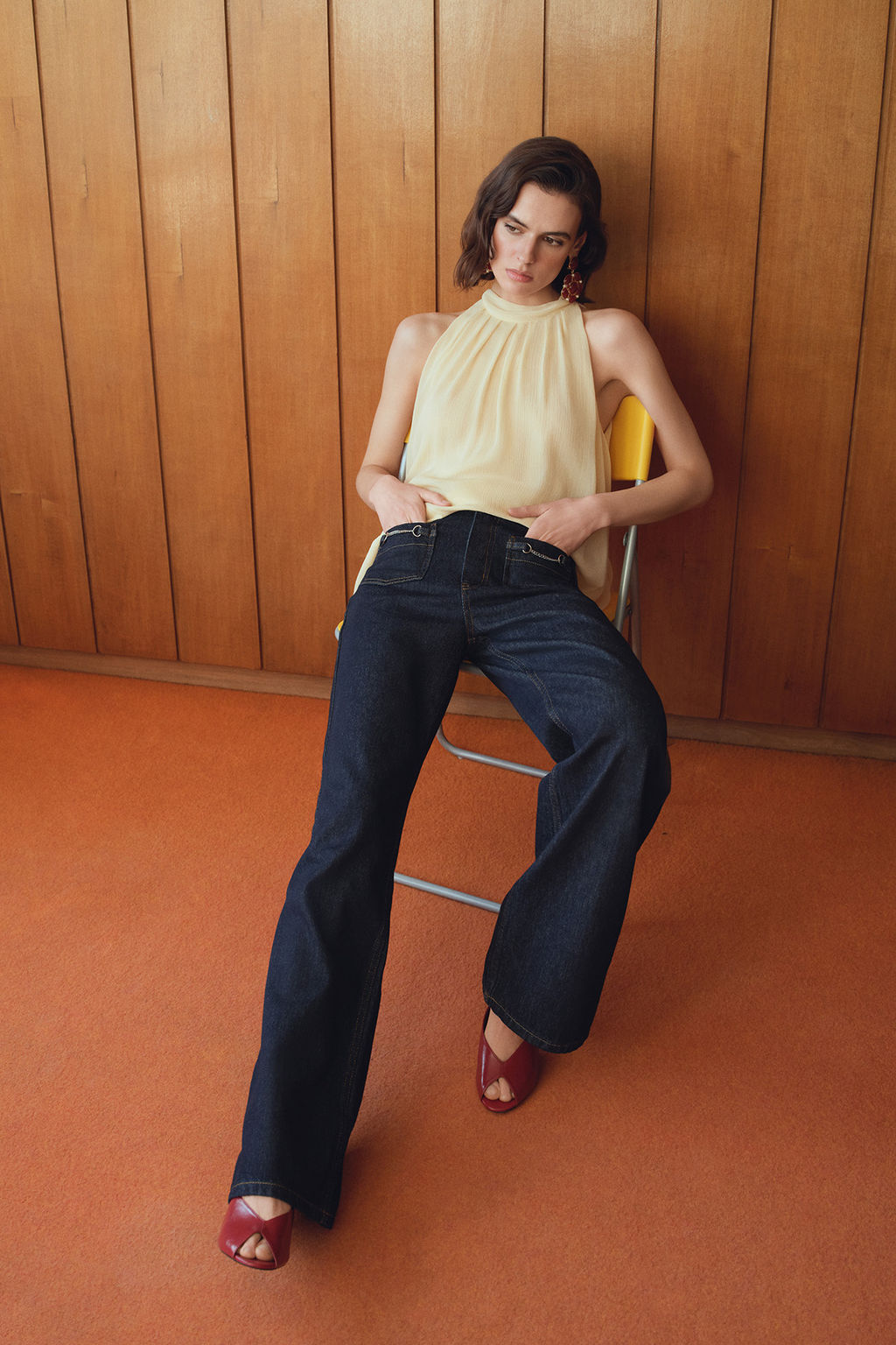 Koyu Mavi Cep Detayl? Yuksek Bel Wide Leg Jeans TWOSS26JE00028 - Trendyolmilla фото 11