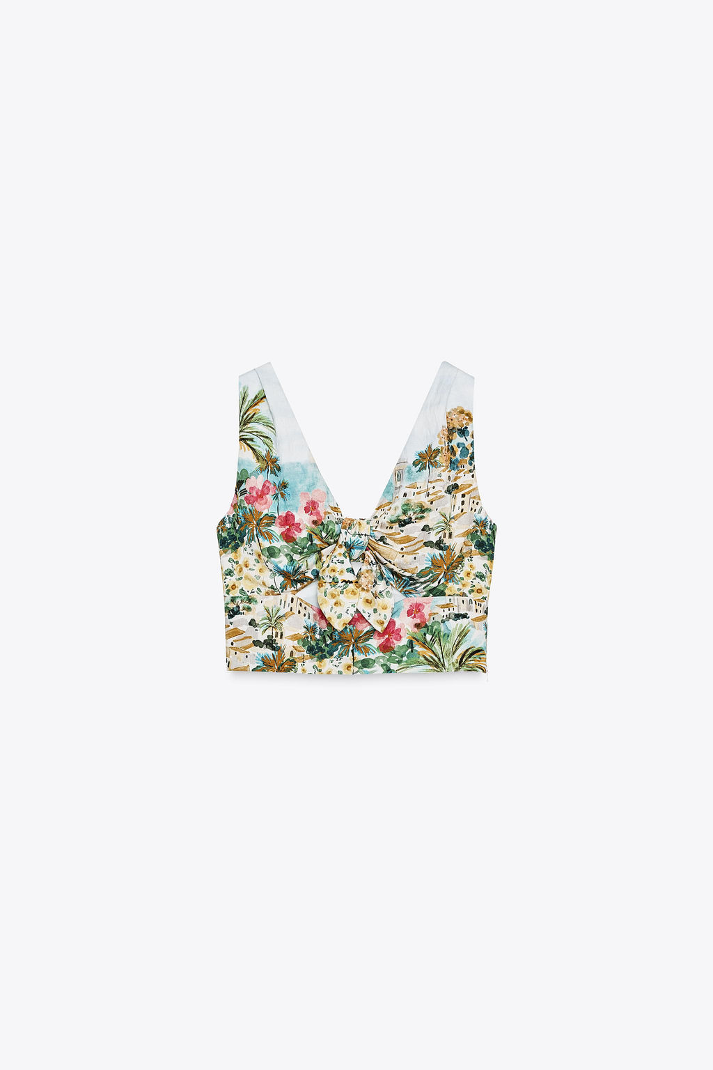 PRINTED KNOT CROP TOP - Zara фото 7
