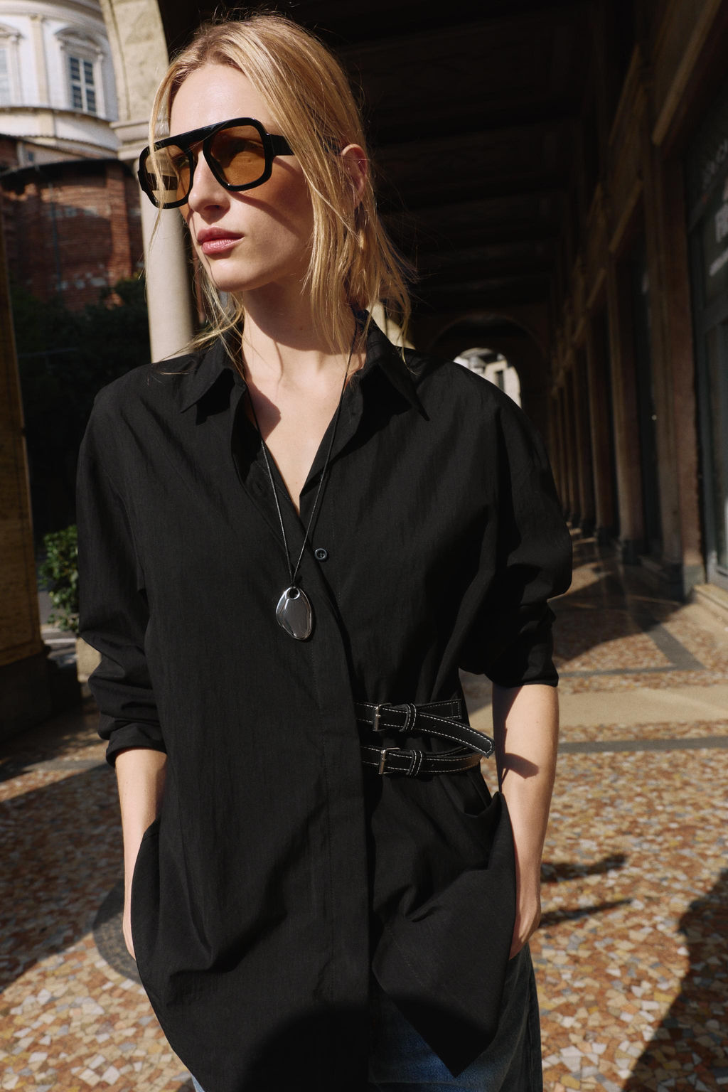 POPLIN SHIRT WITH TABS - Zara фото 3
