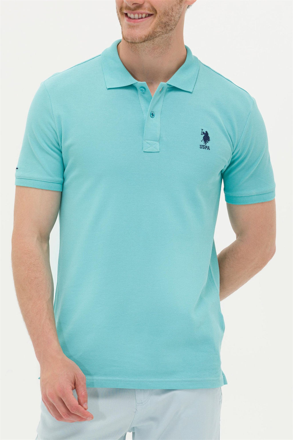 U. S. Polo Assn Мужская мятная базовая футболка с воротником-поло - U.s. polo assn фото 12