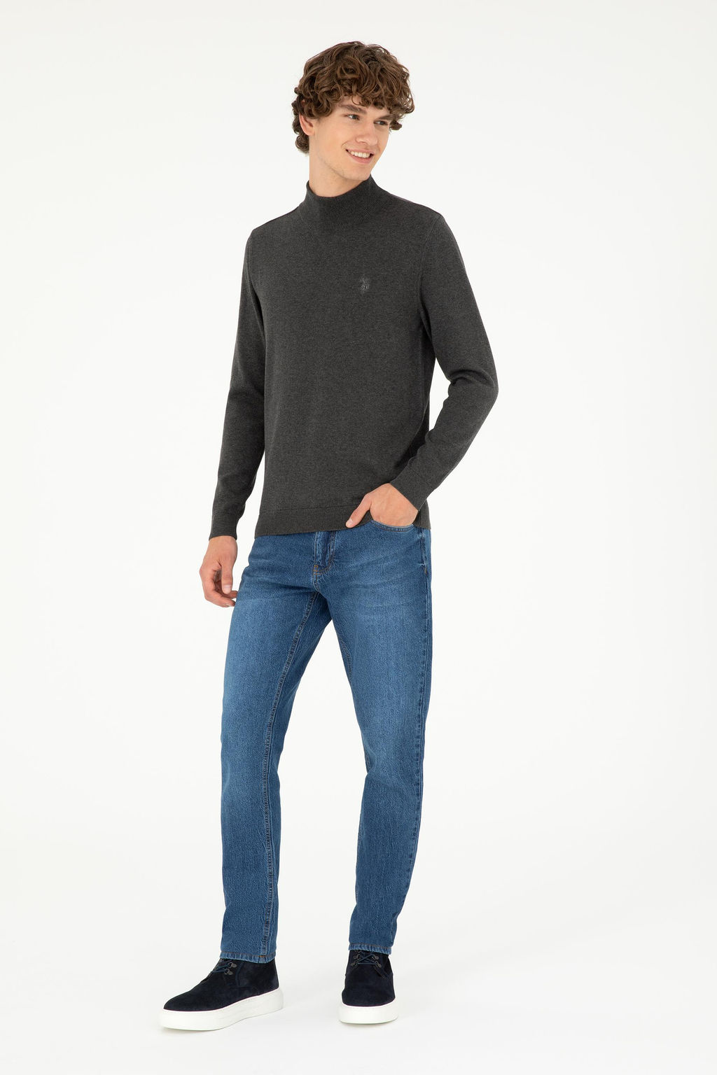 Мужской базовый свитер антрацитового меланжа Неожиданная скидка в корзине - U.s. polo assn фото 4