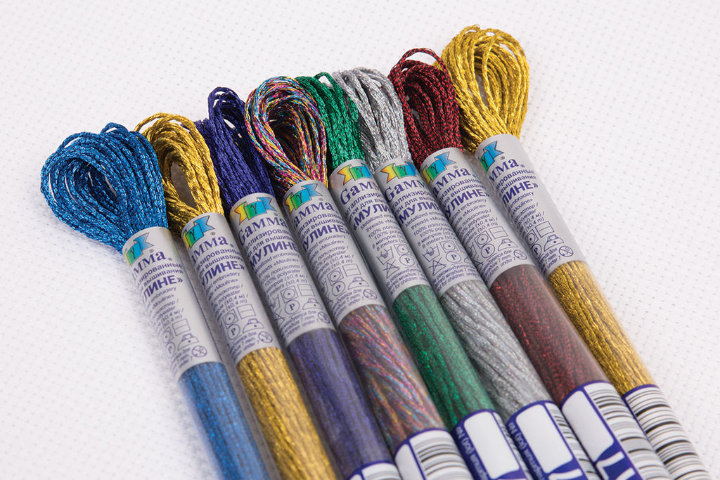 Нитки для вышивания Gamma мулине SM металлик 100% полиэстер 12 x 8 м